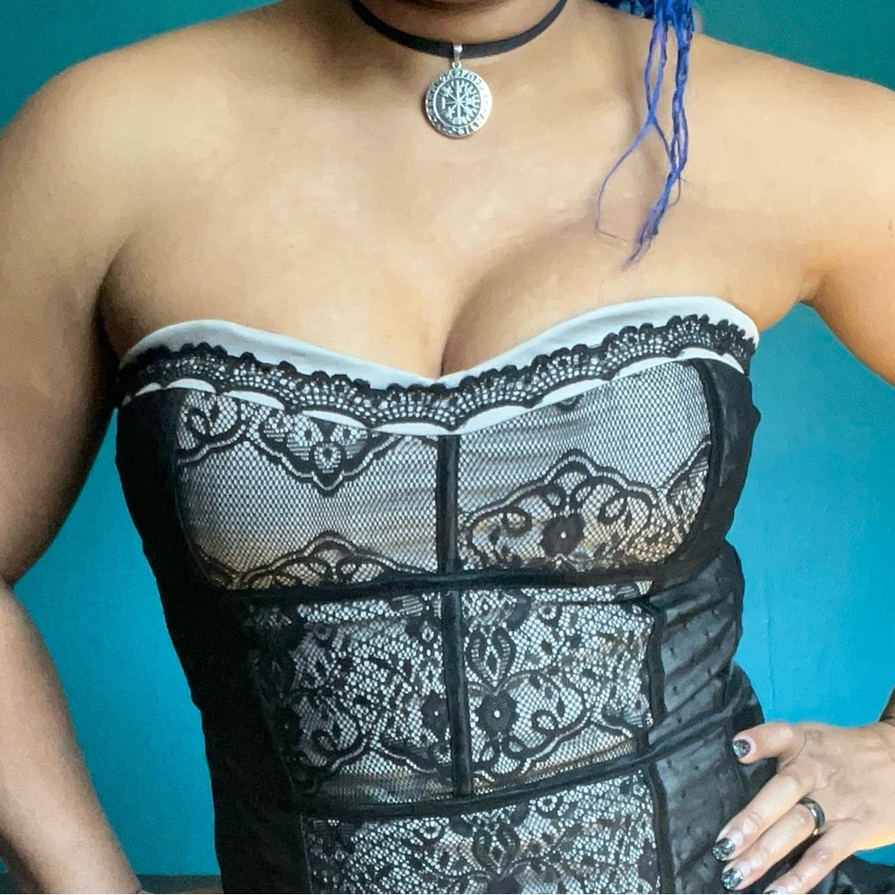 ⚜️ Costa Blanca black lace strapless bustier dress - Picture 3 of 10